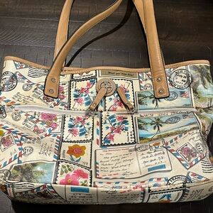 Vintage Postcard Print Tote Bag purse Giani Bernini